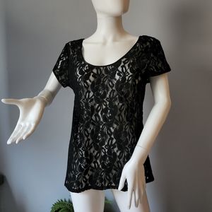 Banana Republic Black Lace top New large petite